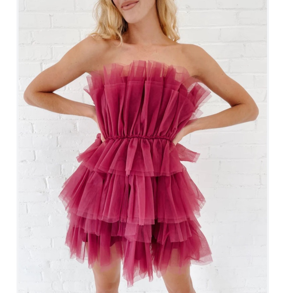 Altar’d State Emilee Tulle Dress Magenta